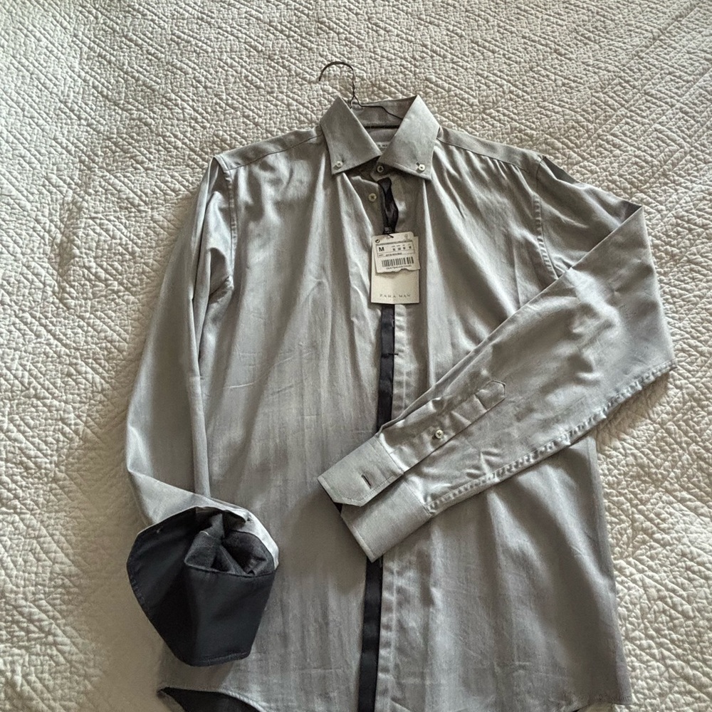 Zara Man Grey Dress Shirt- Slim fit